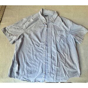 George Mens Shirt 3XL Light Blue Chambray Cotton Button-Down Short Sleeve